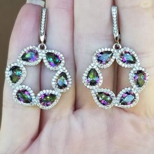 🆕️Sterling Silver-Mystic Topaz & White Sapphire Earrings